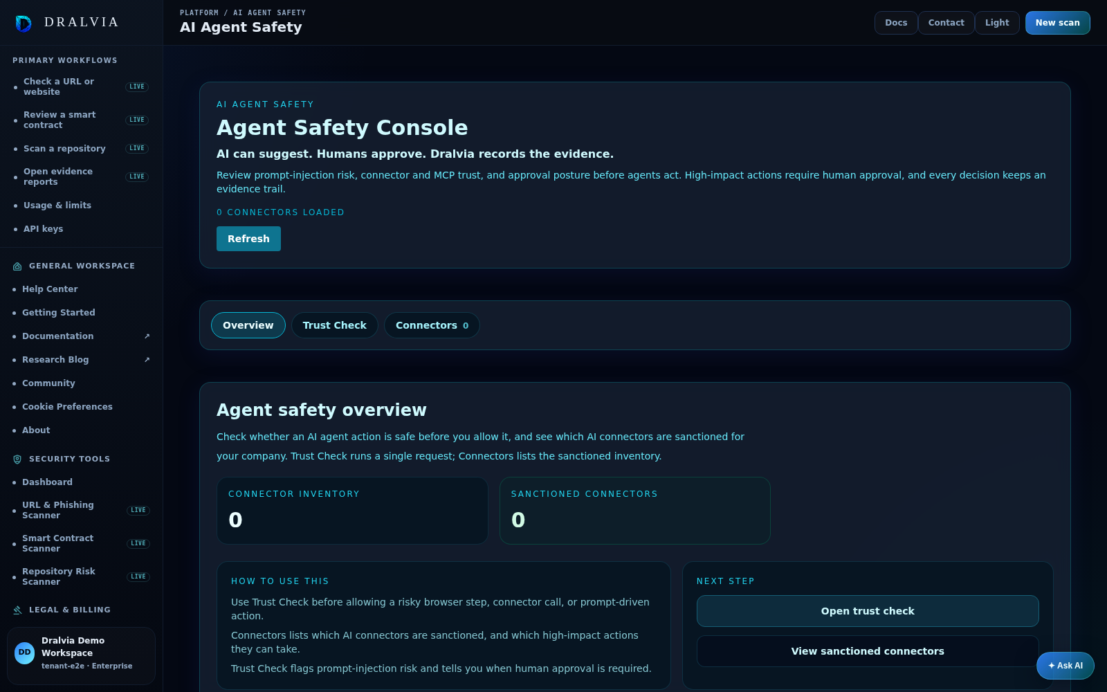 Dralvia MCP Security workspace preview