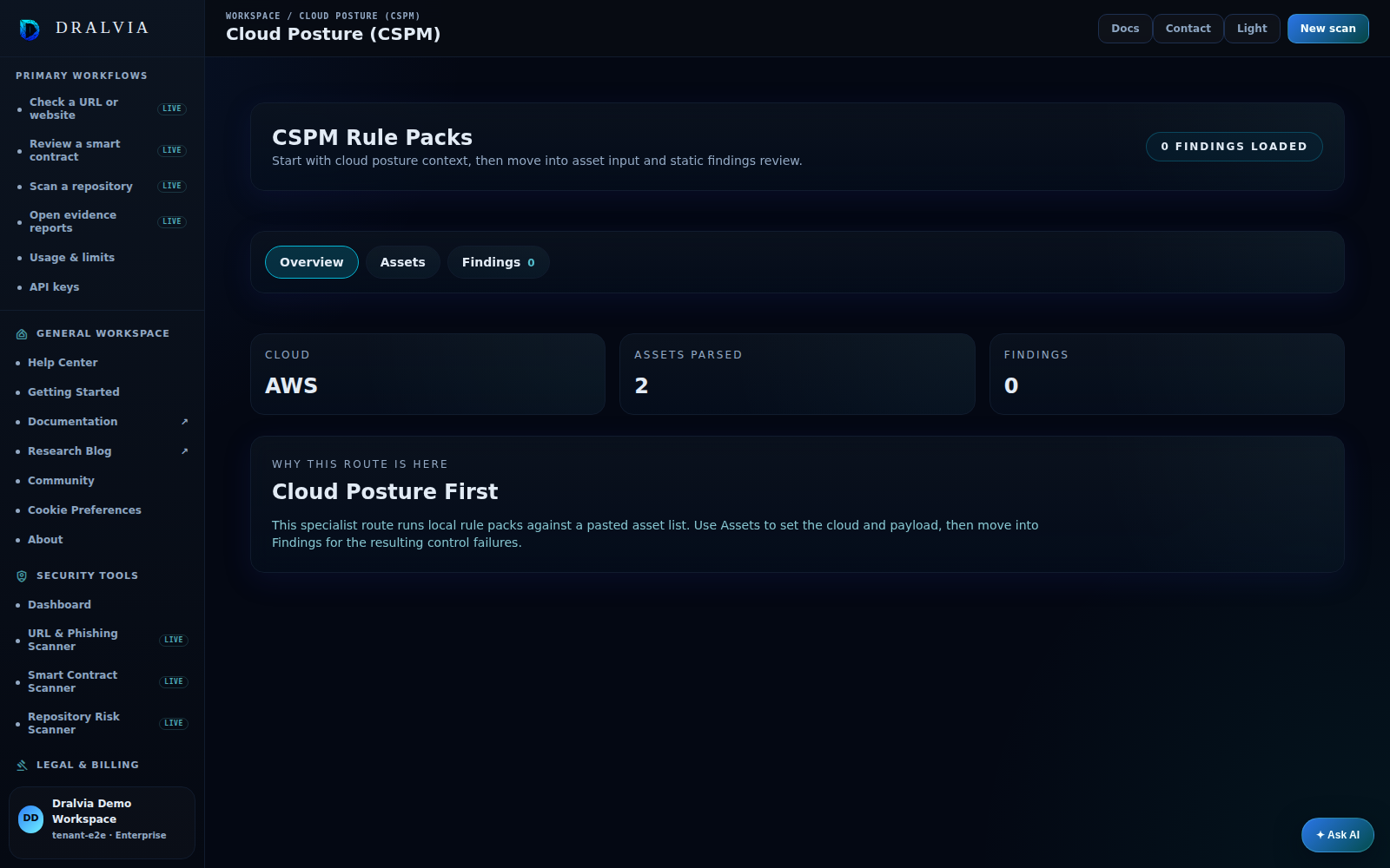 Dralvia Cloud Security Posture workspace preview